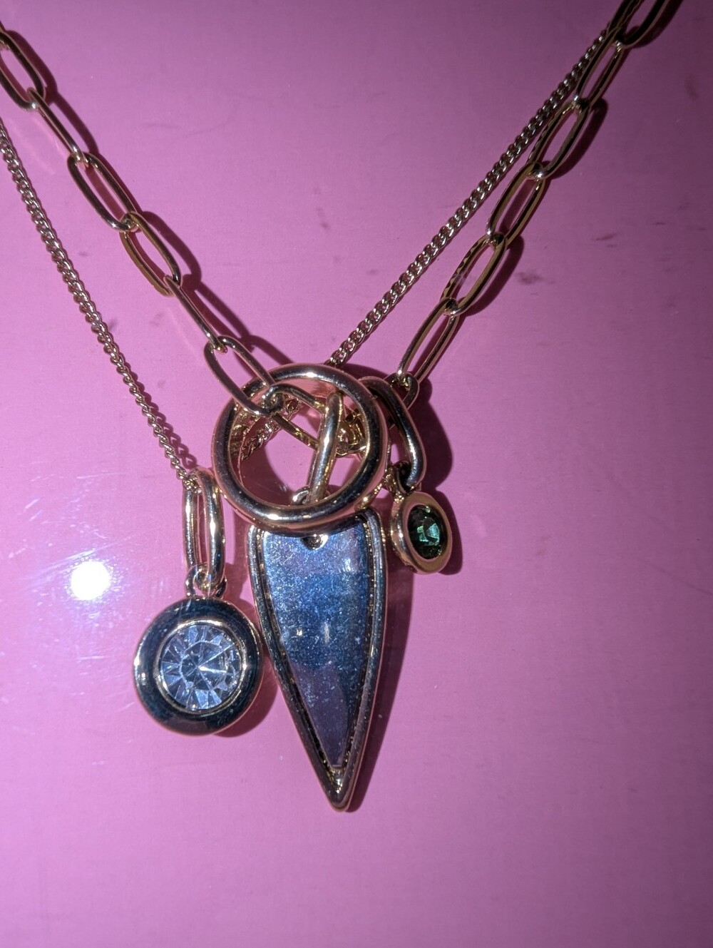 Steve Madden Gold-Tone Layered Charm Necklace with Pendant - Picture 3 of 3